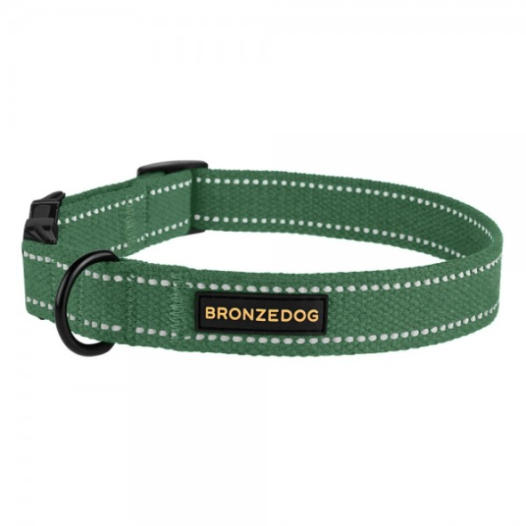 Barksi Нашийник для собак Брезент з металевою пряжкою Армійський, розмір M - 3
