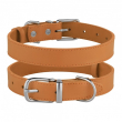 Barksi Classic Нашийник для собак шкіряний з хромованою фурнітурою гірчичний, розмір 2XS - 3