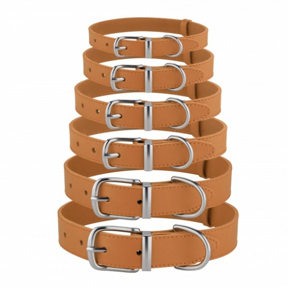 Barksi Classic Нашийник для собак шкіряний з хромованою фурнітурою гірчичний, розмір 2XS - 4