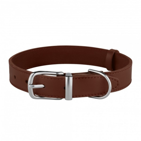 Barksi Classic Нашийник для собак шкіряний з хромованою фурнітурою коричневий, розмір L - 1