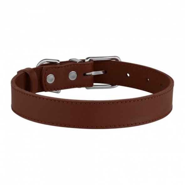 Barksi Classic Нашийник для собак шкіряний з хромованою фурнітурою коричневий, розмір L - 2