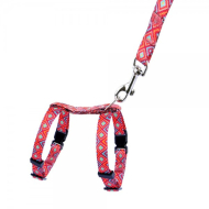 Barksi Urban Шлея з повідцем для котів і дрібних собак Гуцульська з нашивкою, червона, розмір 2ХS