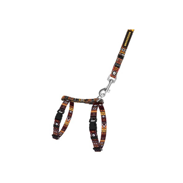 Barksi Urban Шлея з повідцем для котів і дрібних собак Етнічна з нашивкою, помаранчева, розмір 2ХS
