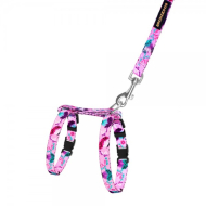 Barksi Urban Шлея з повідцем для котів і дрібних собак Квіти з нашивкою, рожева, розмір ХS