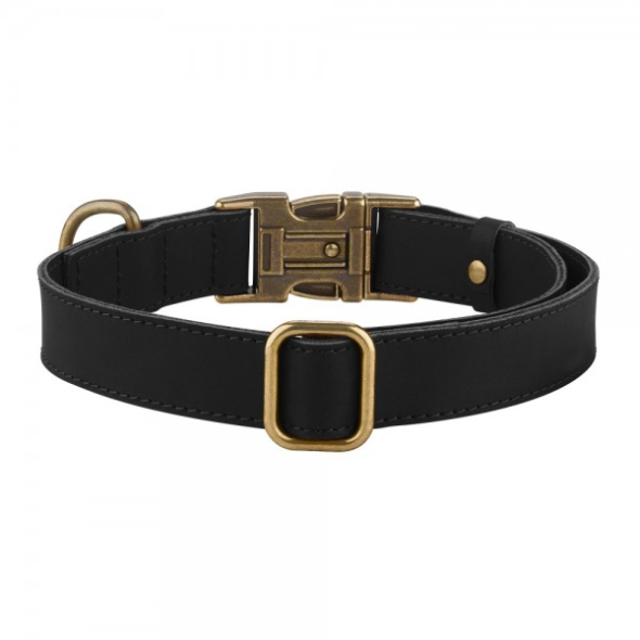 Barksi Antiq Нашийник для собак шкіряний плоский чорний, розмір M - 2