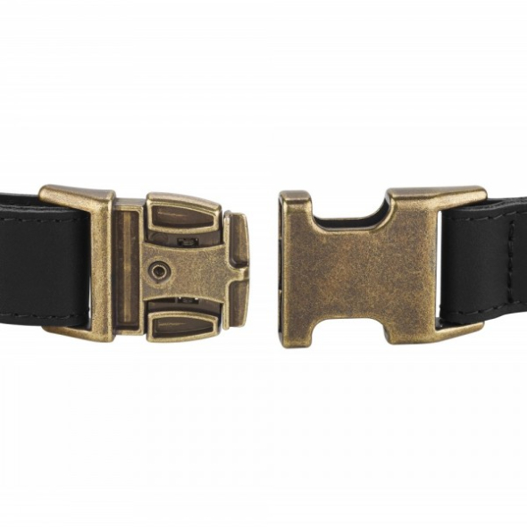 Barksi Antiq Нашийник для собак шкіряний плоский чорний, розмір M - 4