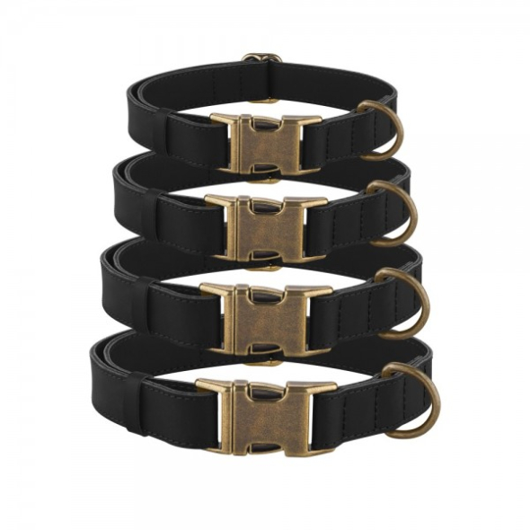 Barksi Antiq Нашийник для собак шкіряний плоский чорний, розмір M - 5