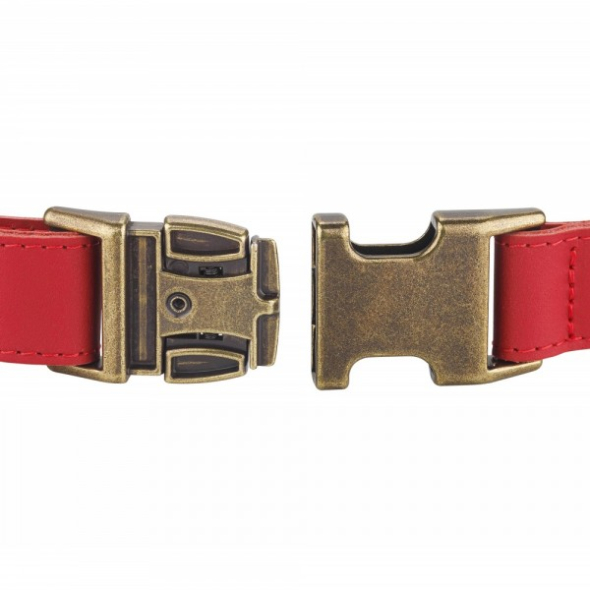 Barksi Antiq Нашийник для собак шкіряний плоский червоний, розмір S - 4