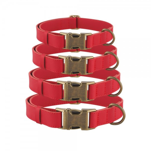 Barksi Antiq Нашийник для собак шкіряний плоский червоний, розмір S - 5