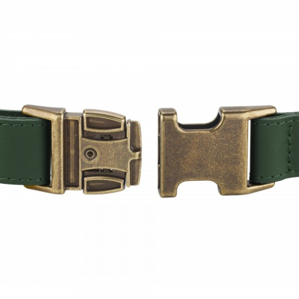 Barksi Antiq Нашийник для собак шкіряний плоский зелений, розмір S - 4