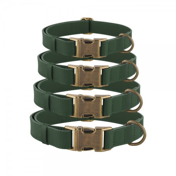 Barksi Antiq Нашийник для собак шкіряний плоский зелений, розмір S - 5