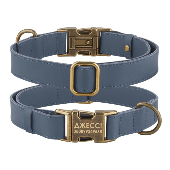 Barksi Antiq Нашийник для собак шкіряний плоский денім, розмір М
