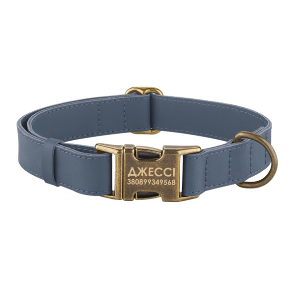 Barksi Antiq Нашийник для собак шкіряний плоский денім, розмір М - 1