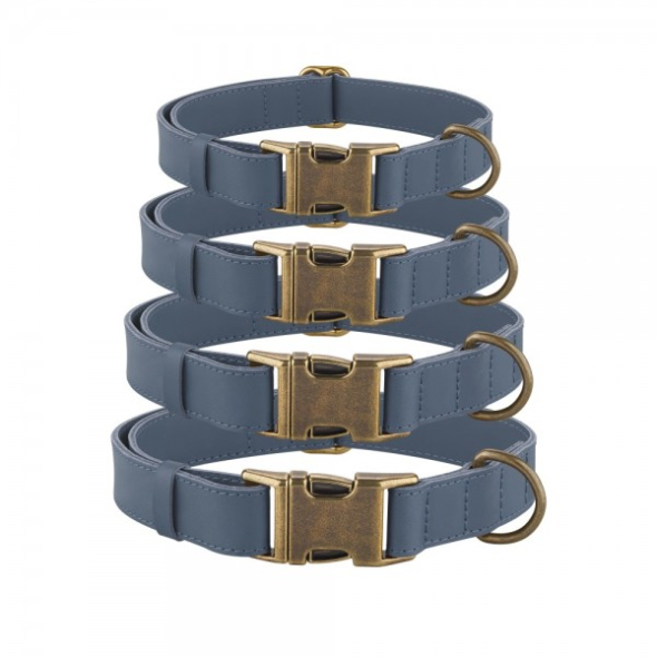 Barksi Antiq Нашийник для собак шкіряний плоский денім, розмір S - 4