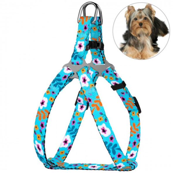 Barksi Urban Шлея для собак дрібних порід  Квіти  ментолова, розмір 2XS - 1