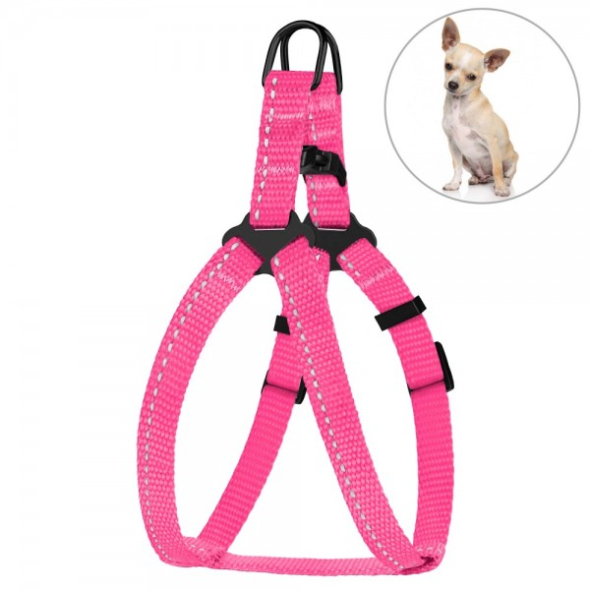 Barksi Active Шлея для собак дрібних порід зі світловідбиттям рожева, розмір XS - 1