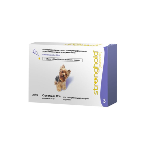Stronghold (Cтронгхолд) Краплі від бліх, кліщів і глистів для собак вагою 2,6 - 5 кг, 1 піпетка