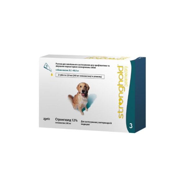 Stronghold (Cтронгхолд) Краплі від бліх, кліщів і глистів для собак вагою 20 - 40 кг, 1 піпетка