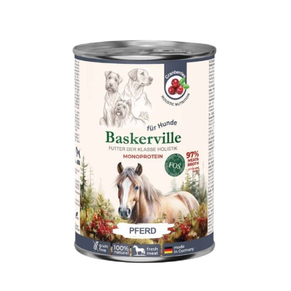 Baskerville FOS Monoprotein Pferd Вологий корм для собак конина з журавлиною, 400 г