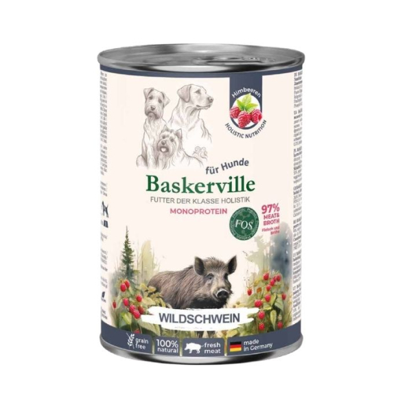 Baskerville FOS Monoprotein Wildschwein Вологий корм для собак дикий кабан з малиною, 400 г