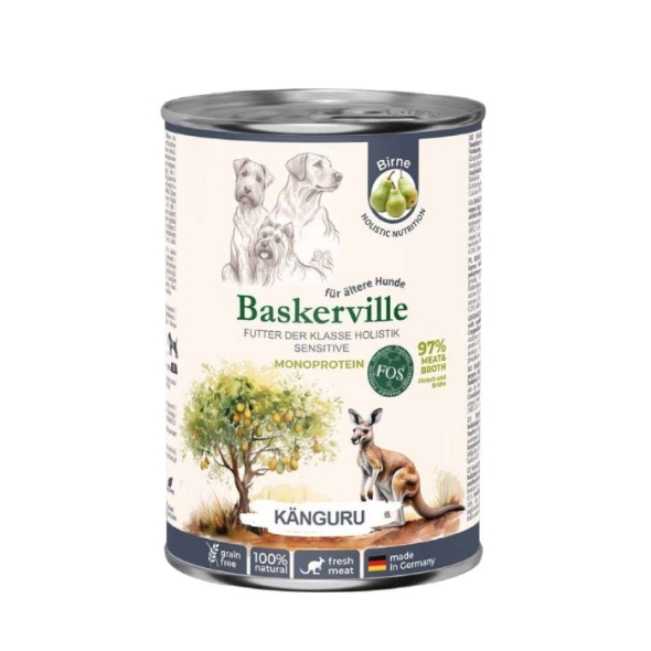 Baskerville FOS Sensitive Monoprotein Känguru Вологий корм для собак з чутливим травленням з кенгуру і грушею, 400 г