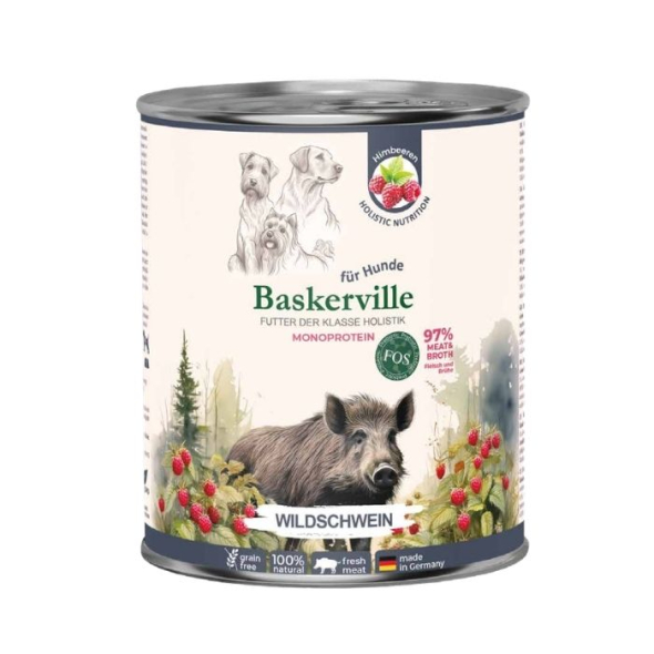 Baskerville FOS Monoprotein Wildschwein Вологий корм для собак дикий кабан з малиною, 800 г