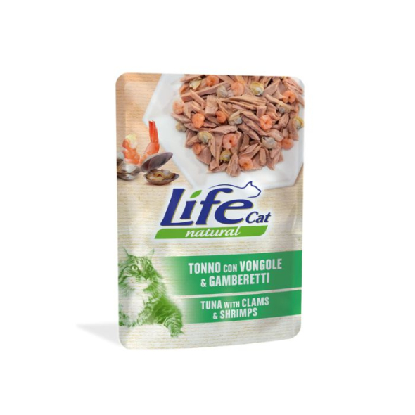 LifeCat Вологий корм для котів Тунець з мідіями та креветками в желе 70 г