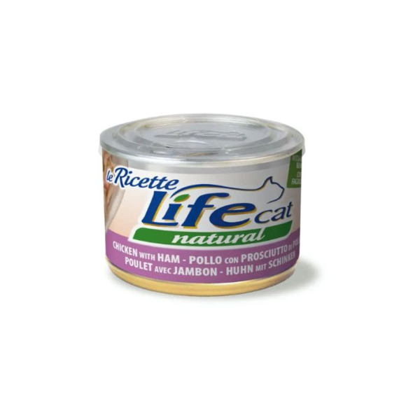 LifeCat le Ricette Вологий корм для котів Куряче філе з шинкою та стручковою квасолею 150 г