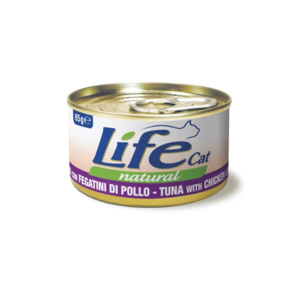 LifeCat Вологий корм для котів Тунець з курячою печінкою 85 г