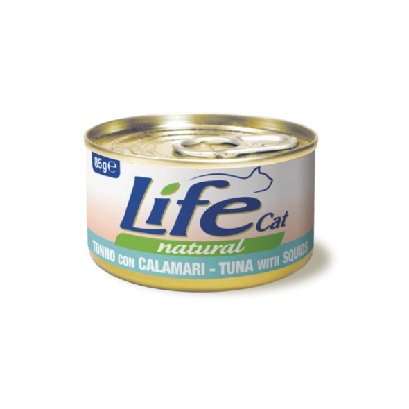 LifeCat Вологий корм для котів Тунець з кальмарами 85 г