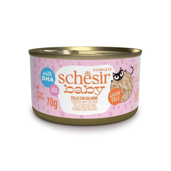 Schesir Baby Chicken With Salmon Вологий корм для кошенят курка з лососем в бульйоні, 70 г