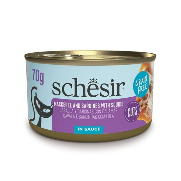 Schesir Grill Mackerel and Sardines with Squids Вологий корм для котів макрель з сардиною і кальмаром в соусі, 70 г
