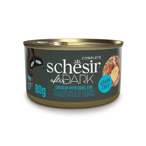 Schesir After Dark Chicken With Quail Egg  Вологий корм для котів курка з перепелиним яйцем в бульйоні, 80 г