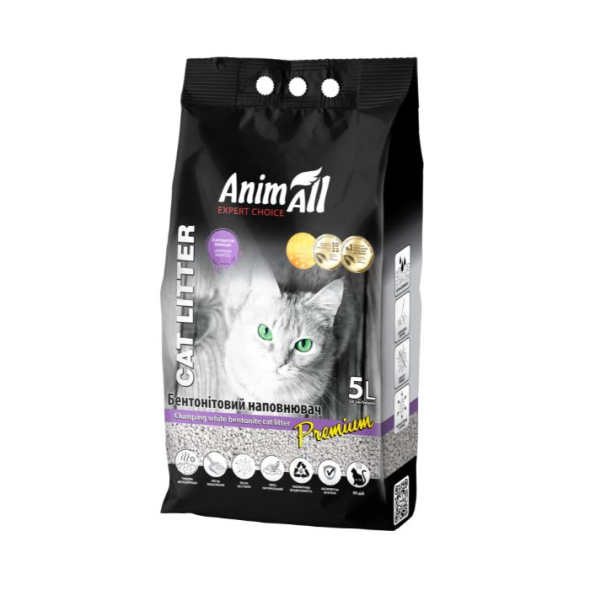 AnimAll Наповнювач бентонітовий білий з ароматом лаванди 5л - 1