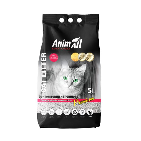 AnimAll Наповнювач бентонітовий білий без аромату 5 л - 1