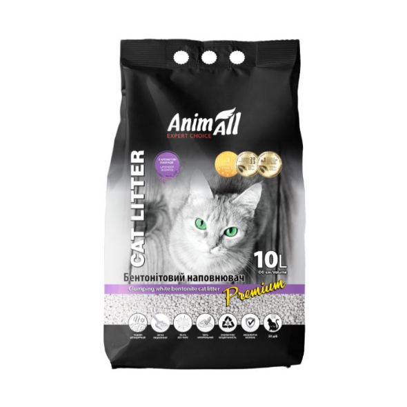 AnimAll Наповнювач бентонітовий білий з ароматом лаванди, 10 л - 1