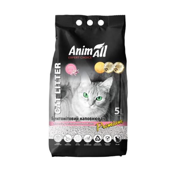 AnimAll Наповнювач бентонітовий білий з ароматом дитячої присипки 5 л - 1