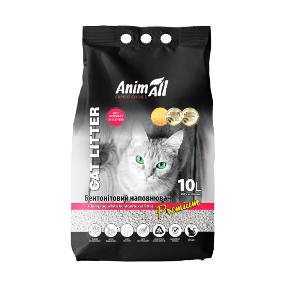 AnimAll Наповнювач бентонітовий білий, без аромату 10 л - 1