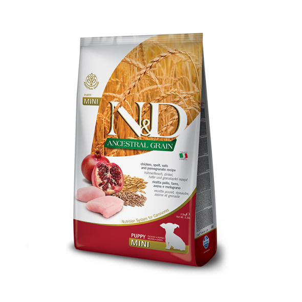 Farmina N&amp;D Ancestral Grain Chicken&amp;Pomegranate Puppy Mini Сухий корм з куркою і гранатом для цуценят малих порід, 2,5 кг