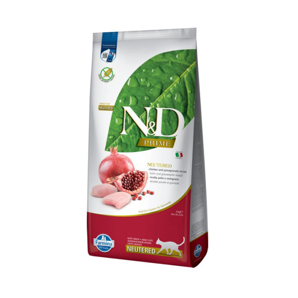 Farmina N&amp;D Prime Chicken&amp;Pomegranate Cat Adult Neutered Сухий беззерновий корм з куркою і гранатом для стерилізованих котів, 10 кг