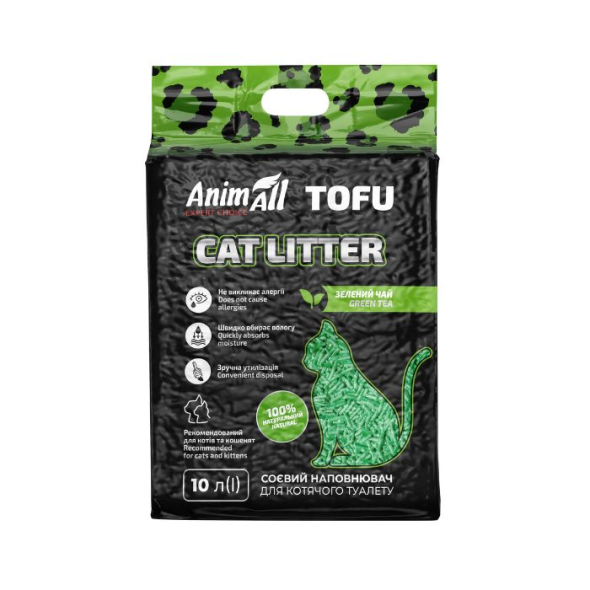 AnimAll Tofu Наповнювач соєвий з ароматом зеленого чаю 10 л - 1