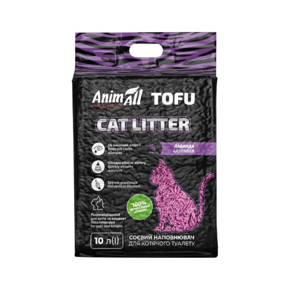 AnimAll Tofu Наповнювач соєвий з ароматом лаванди 10 л - 1