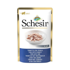 Schesir Tuna with Seabass Вологий корм для котів тунець з морським окунем в желе пауч, 85 г