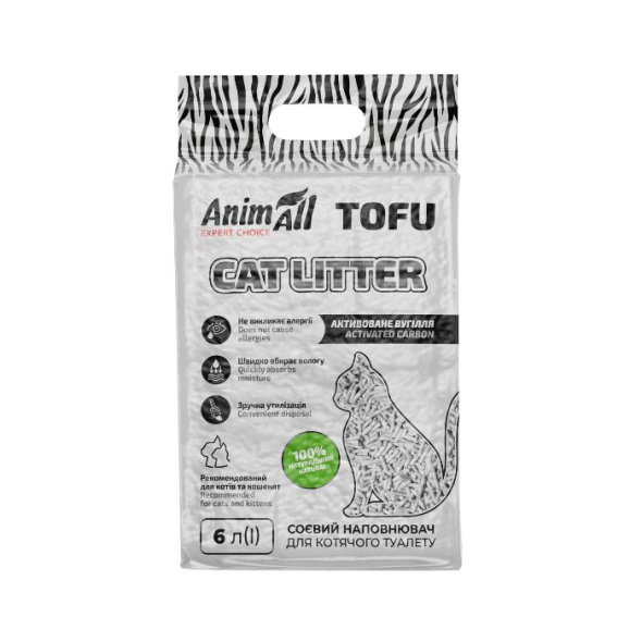 AnimAll Tofu Наповнювач соєвий з активованим вугіллям 6 л - 1