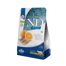 Farmina N&amp;D Ocean Herring&amp;Orange Cat Adult Neutered Сухий беззерновий корм з оселедцем і апельсином для стерилізованих котів, 300 г