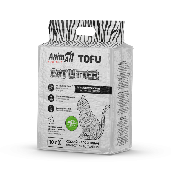 AnimAll Tofu Наповнювач соєвий з активованим вугіллям 10 л - 2