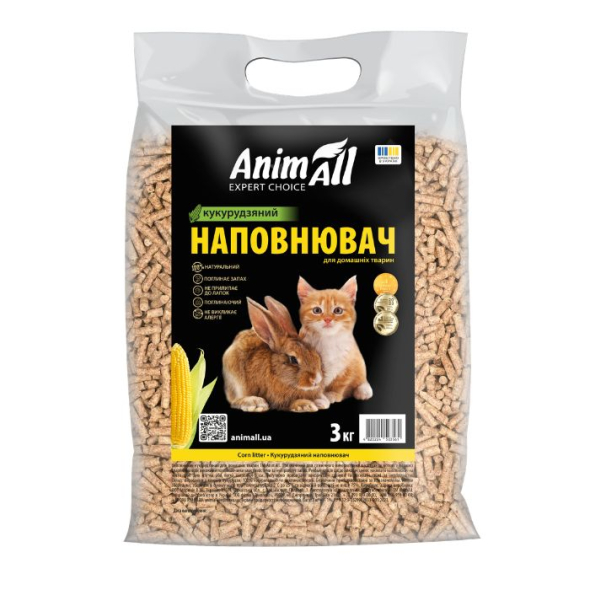 Animall Кукурудзяний наповнювач для котів і гризунів 3 кг - 1