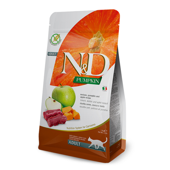 Farmina N&amp;D Pumpkin Venison&amp;Apple Cat Adult Сухий корм з олениною, гарбузом і яблуком для котів, 1,5 кг