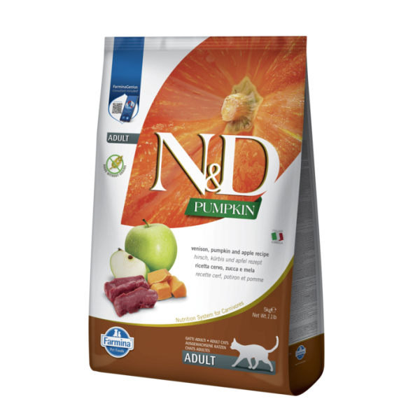 Farmina N&amp;D Pumpkin Venison&amp;Apple Cat Adult Сухий корм з олениною, гарбузом і яблуком для котів, 5 кг