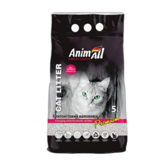 AnimAll Наповнювач бентонітовий білий без аромату 5 л